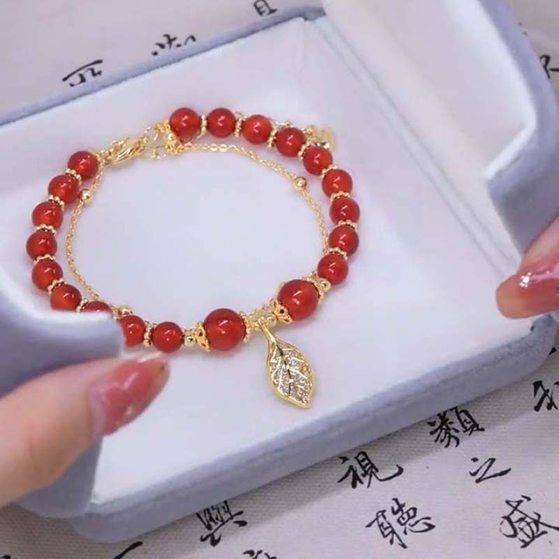 [Hàng Mới] Vòng Tay Chuỗi Hạt Đá Mã Não Đỏ Thiết Kế Thời Trang Độc Đáo