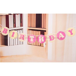 Dây treo hình chữ chúc mừng sinh nhật HAPPY BIRTH DAY tròn hồng cho bé gái