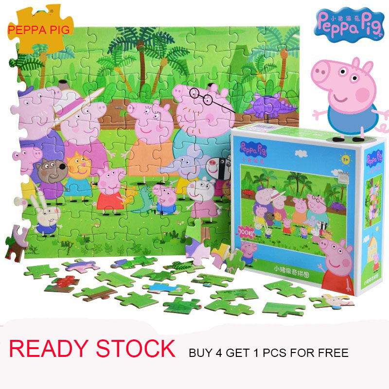 Set 100 / 48 / 24 Miếng Xếp Hình Heo Peppa Cho Bé Mẫu Giáo 3-6 Tuổi
