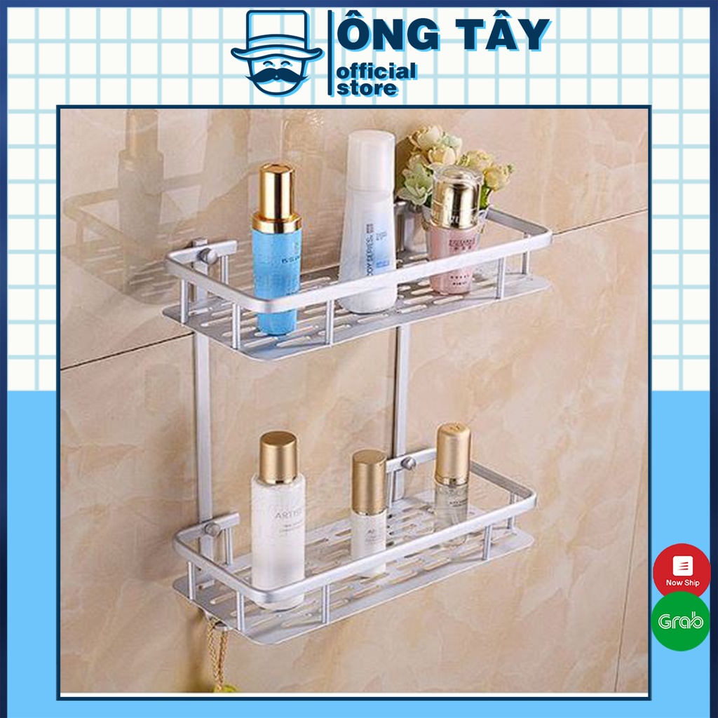 Kệ nhà tắm chữ nhật , nhà bếp 2 tầng hợp kim nhôm