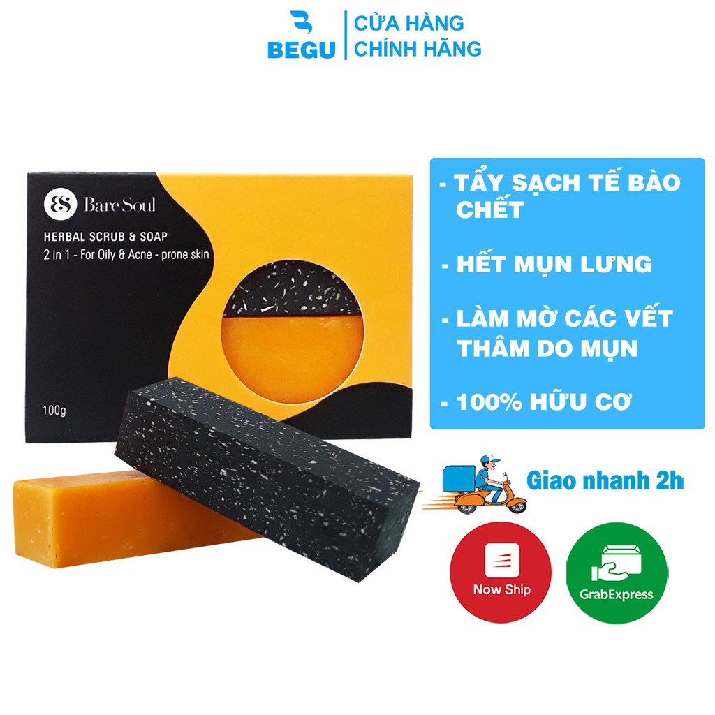 Xà Phòng Baresoul Giảm Mụn Lưng Và Mờ Thâm Herbal Scrub & Soap 100g - Begu