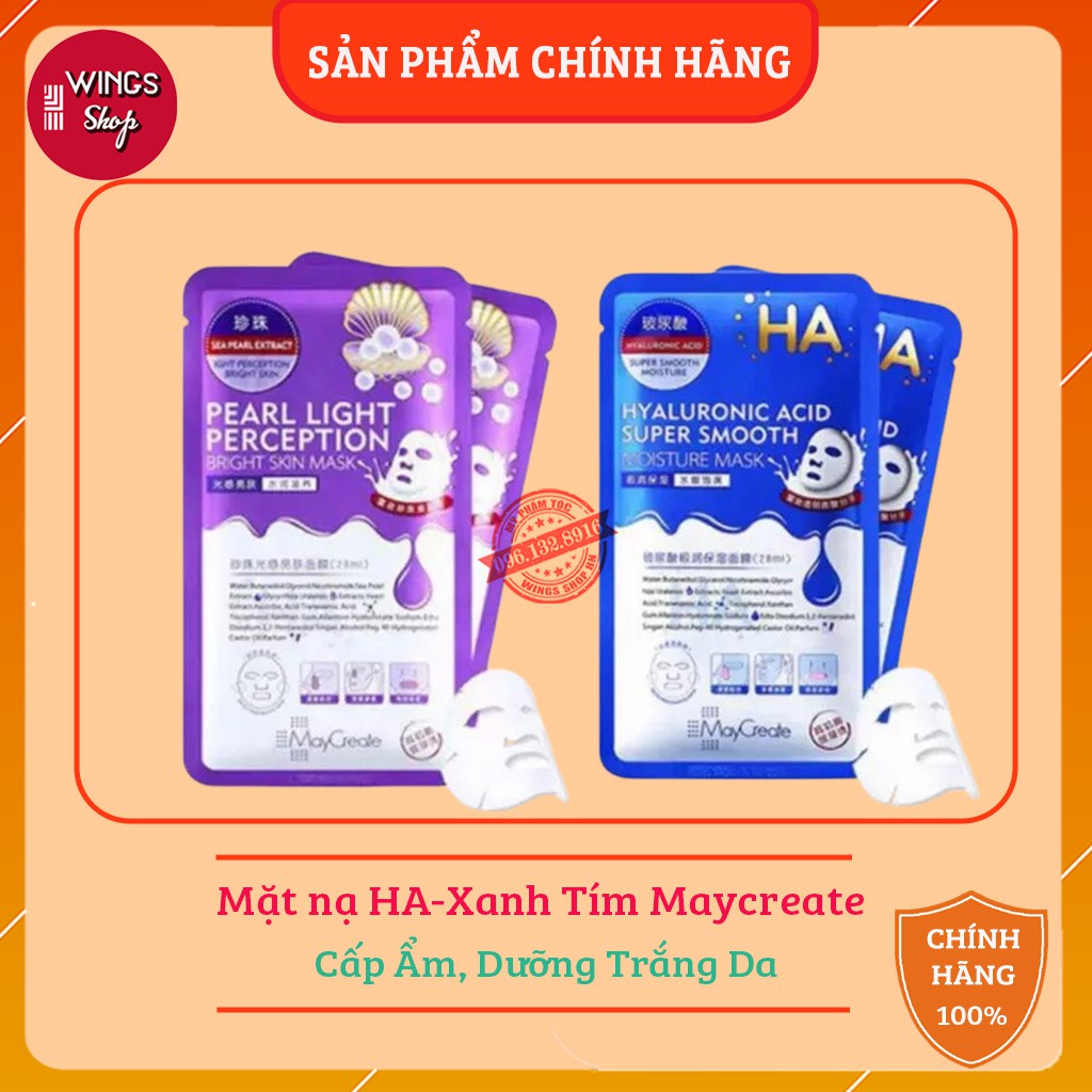 Mặt nạ HA Cấp Ẩm, Dưỡng Trắng Xanh Tím Maycreate