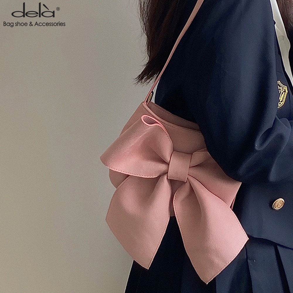 Dela Túi Đeo Chéo Nữ Cute Dela Túi Xách Đeo Vai Đính Nơ To Thời Trang Nữ Ngọt Ngào