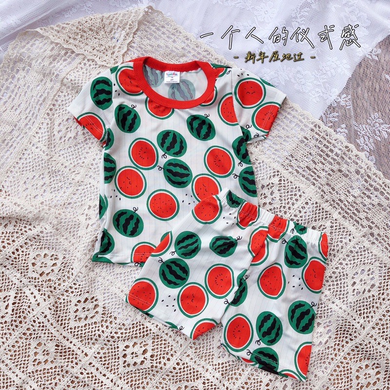 [ XẢ KHO ] Bộ thun lạnh hoa quả cho bé trai bé gái từ 7-19kg