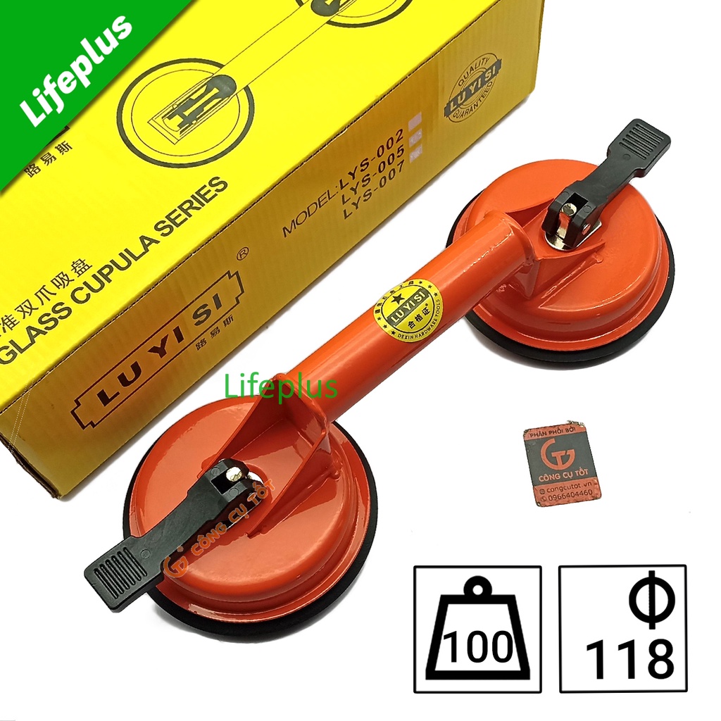 Hít kính hít gạch men 2 chấu sơn màu cam Ø118mm