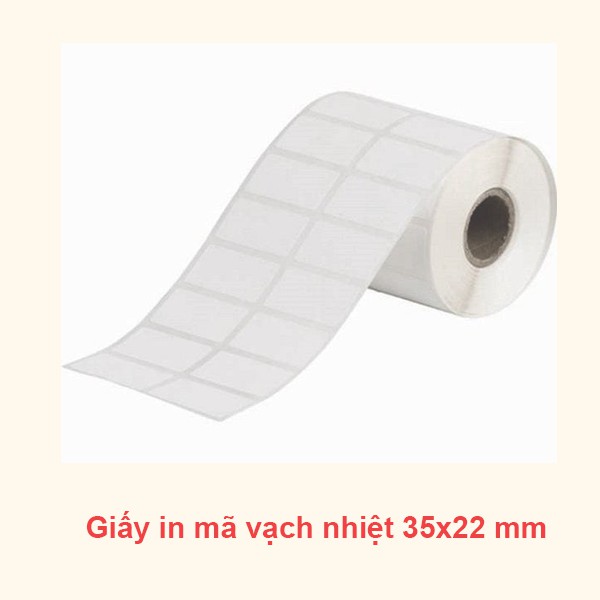 10 cuộn giấy in nhãn, giấy in mã vạch nhiệt 35x22 mm, 2 tem/hàng, cuộn 30m