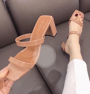 Guốc quai mảnh 7p gót vuông
