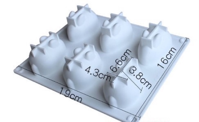 Khuôn silicon 6 thỏ 3D lợn 3D