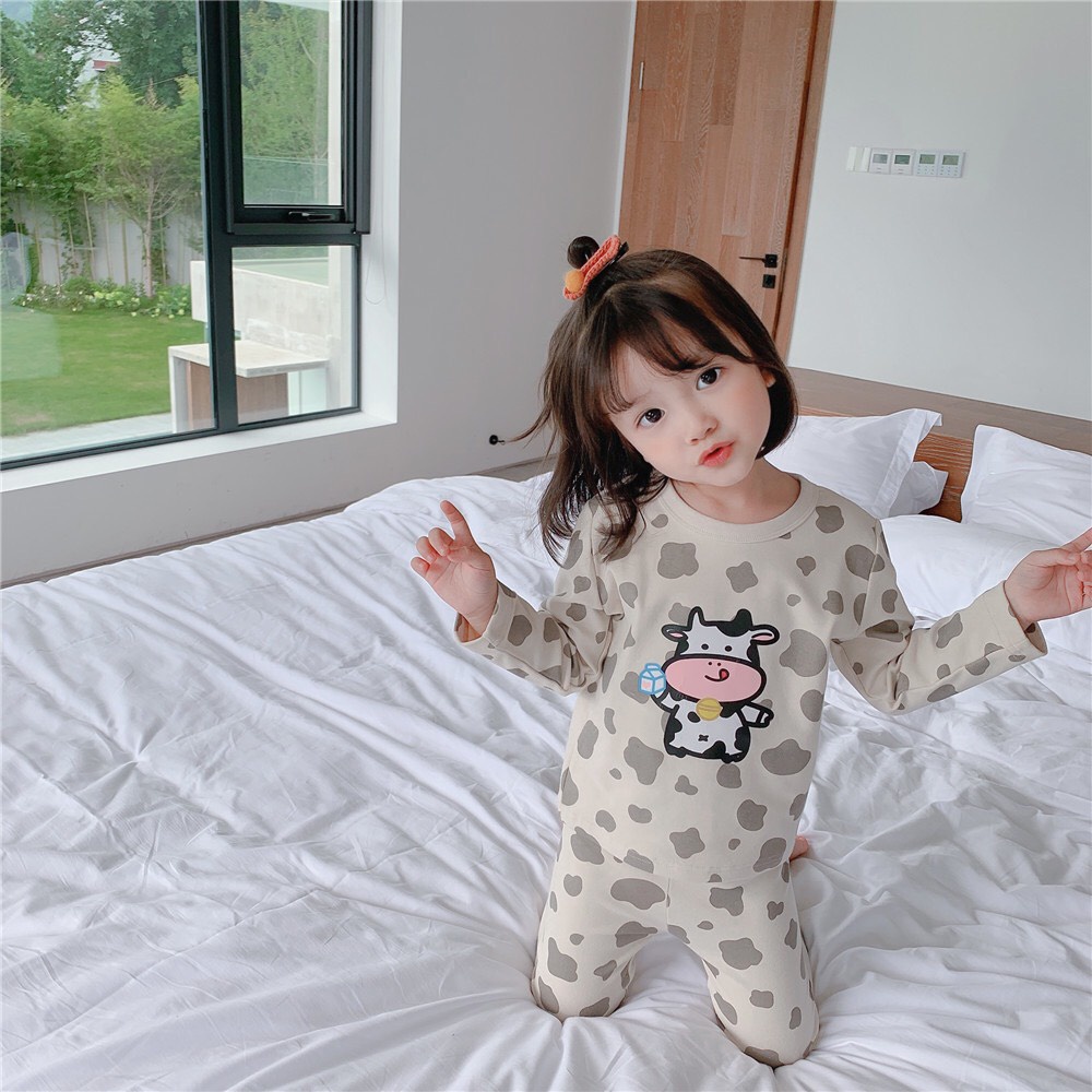 Bộ ngủ bò sữa dài tay cho bé trai, bé gái