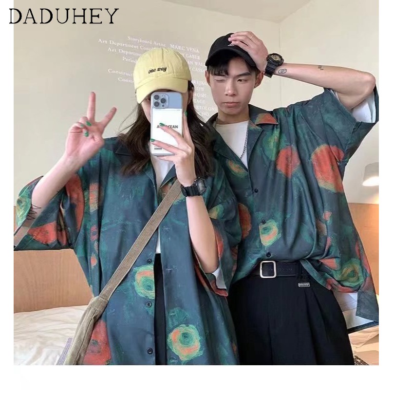 Áo khoác tay ngắn họa tiết tranh sơn dầu dáng rộng phong cách Mỹ retro vintage thời trang đường phố thường ngày cho nữ