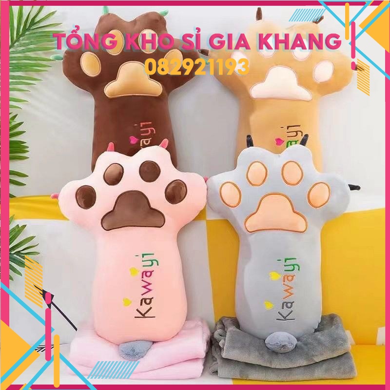 Bộ Chăn Gối Hình Bàn Chân Mèo Dễ Thương