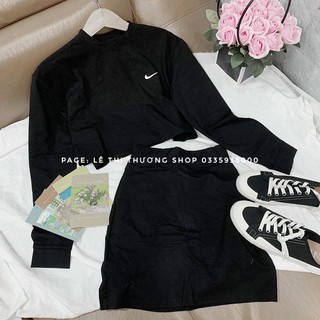 [🔥áo croptop tay dài thêu ni.ke