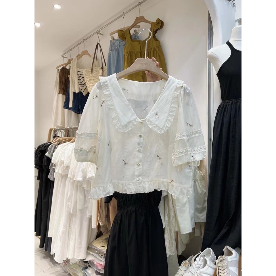 Áo von hoa cổ bẻ 6028