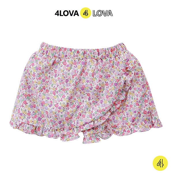 Chân váy giả quần short bé gái 4LOVA thô cotton mềm mại thoáng mát hoa nhí xinh dễ thương