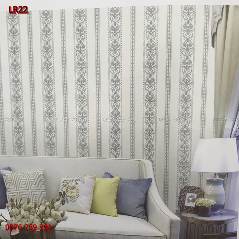 10m Giấy Dán Tường Hoa Văn Cổ Điển Dải Dọc Cho Phòng Khách, Lụa Không Keo, Màu Vàng Đồng, Trắng, Nâu