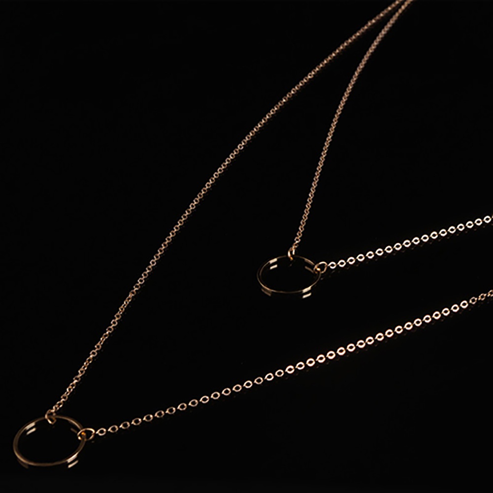 Dây chuyền 2 tầng hợp kim mạ bạc/vàng họa tiết hình tròn thanh lịch quyến rũ dành cho nữ