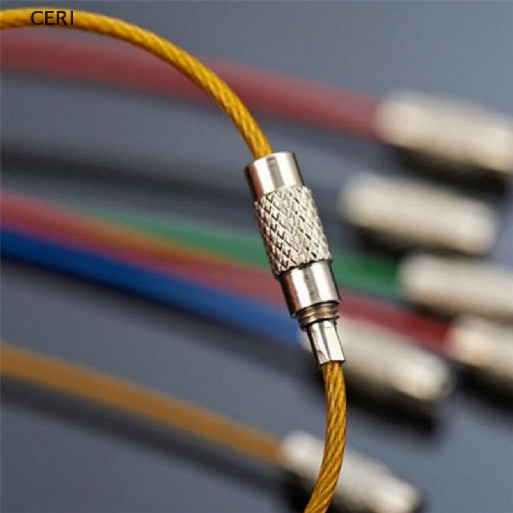 CE 5PCS Stainless Steel Wire Keychain Cable Key Ring Chains Outdoor Hiking Fashion RI