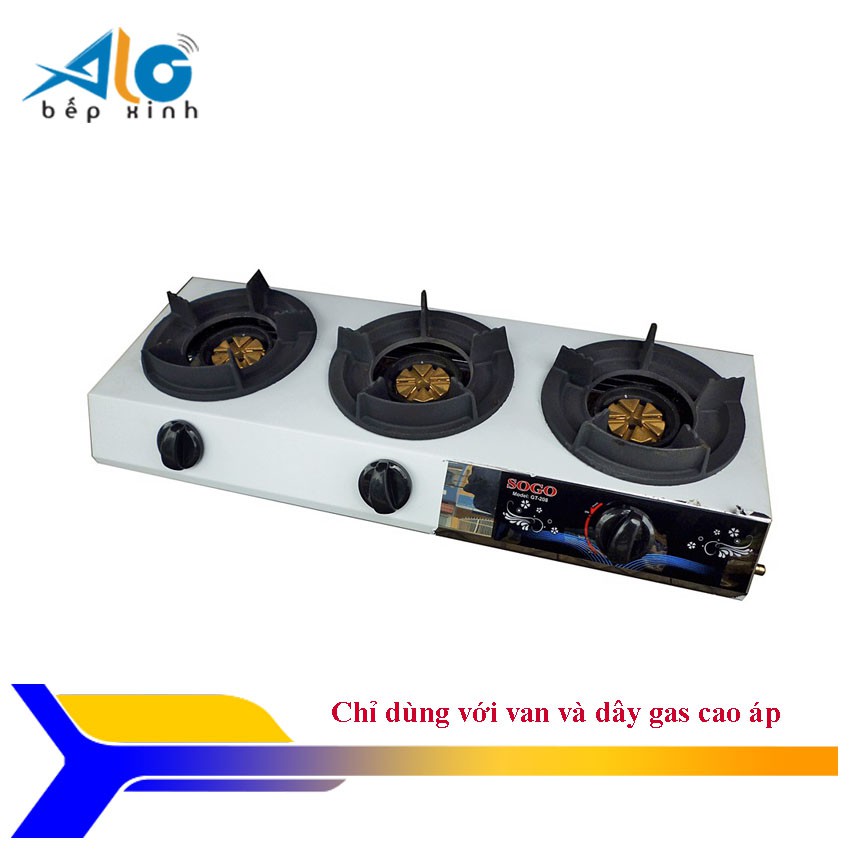 BẾP GAS CÔNG NGHIỆP KHÈ 3 LÒ SOGO GT-208S3 - Dùng với van dây cao áp - lửa mạnh - Alo Bếp Xinh