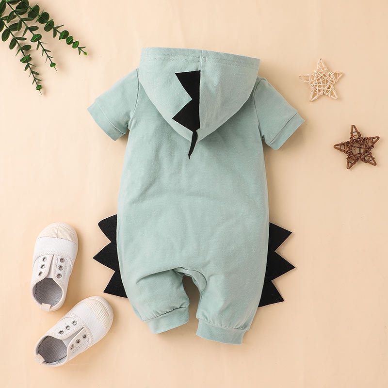 Body Tay Ngắn Khủng Long Hoạt Hình Cho Bé Trai Bé Gái Sơ Sinh,Bodysuit Liền Thân Áo Hoodie Cho Bé
