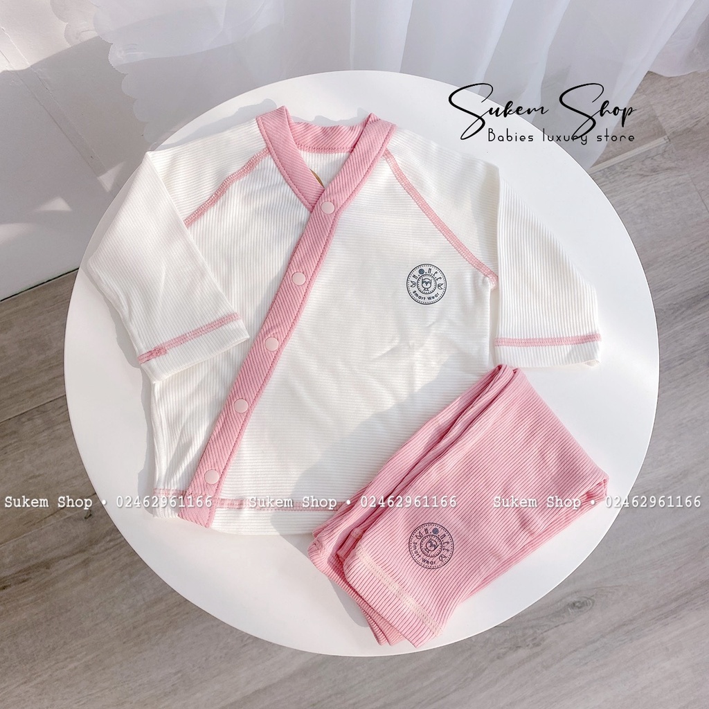 Bộ kimono cài chéo nỉ lông Hrnee size 0-3m