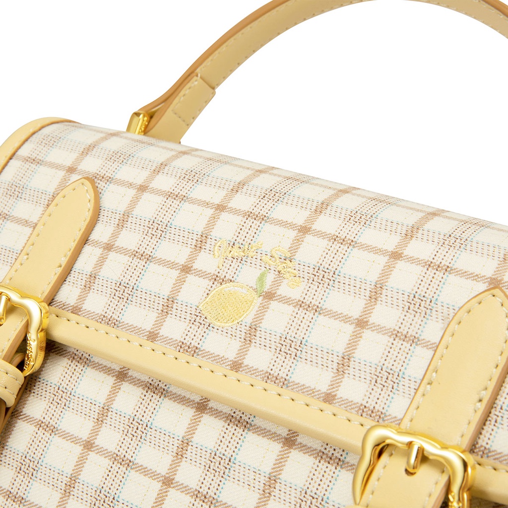 Túi xách nữ đẹp Just Star thời trang phối sọc caro hình thêu trái chanh ViAnh Store 172877