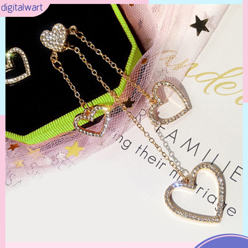 Đôi Bông Tai Dáng Rơi Họa Tiết Bướm Và Trái Tim Xinh Xắn Cho Nữ