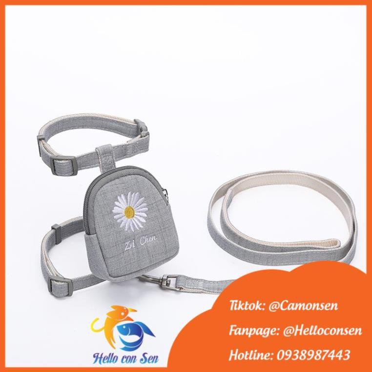 Dây yếm chó mèo kèm balo yếm cho chó mèo Họa Tiết thêu Xinh Xắn Siêu Bền Chống Mài Mòn Tiện Dụng