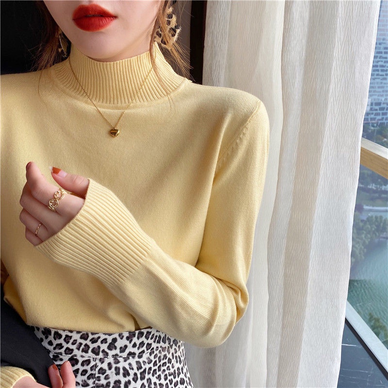 Áo Sweater dệt kim cổ lọ dáng rộng thời trang thu đông mới 021 cho nữ
