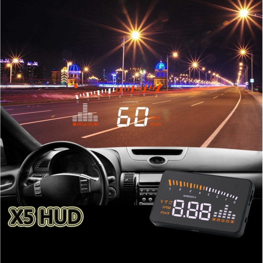 Thiết Bị Hiển Thị Tốc Độ Xe Lên Kính Lái cho Xe Hơi Ô Tô HUD Dán Phim X5