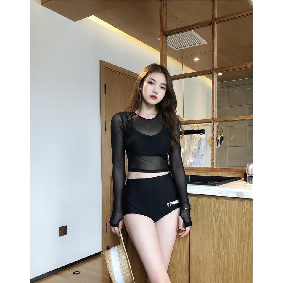 FREESHIP [Mã TIENHN345 giảm 15% 25K đơn 100K] Bộ đồ bơi nữ dài tay bộ quần áo bikini 3 mảnh đi biển nữ dài taychống nắng