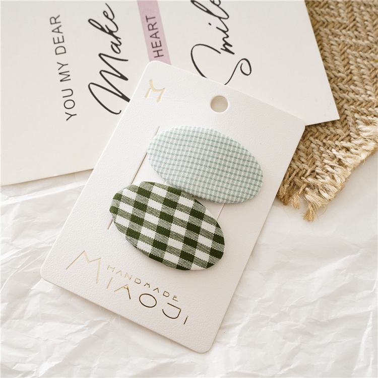 Bộ kẹp tóc BB họa tiết sọc caro màu sắc ngọt ngào dễ thương sành điệu cho bé gái