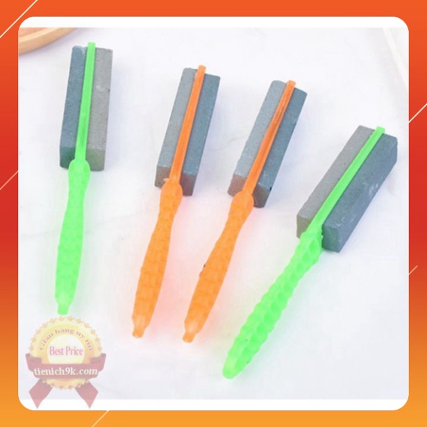 Đá mài dao có cán cầm tay bằng nhựa 2 mặt loại dài 12 cm có móc treo