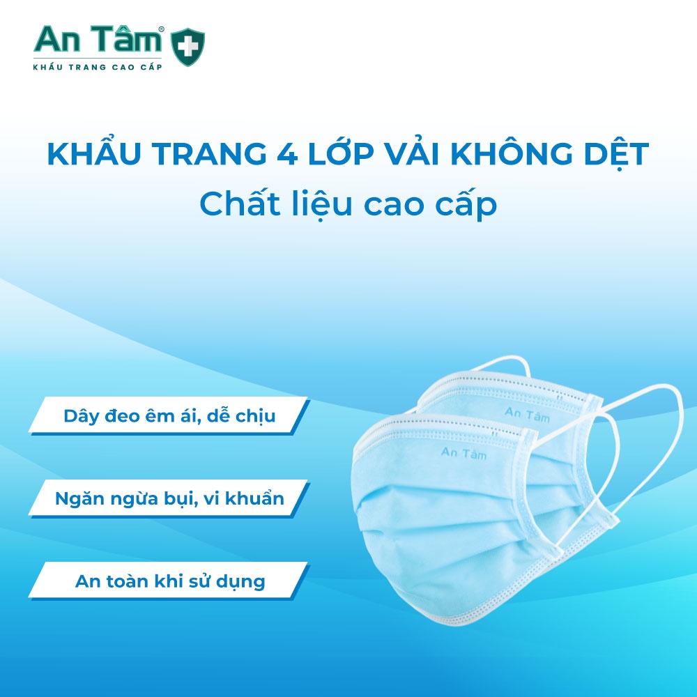 Khẩu trang y tế 4 lớp Vải Không Dệt cao cấp Chính Hãng AN TÂM Hộp 50 cái