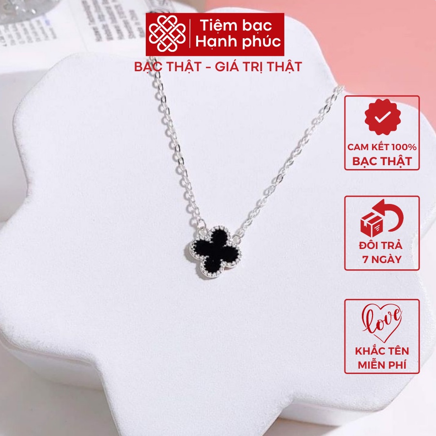 Dây chuyền nữ bạc ta hình cỏ 4 lá đen Agape cực hot (Ảnh thật cuối) vòng cổ nữ cỏ 4 lá bạc thật - Mã TSJD18