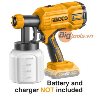 20V Súng phun sơn dùng pin INGCO CSGLI2001 (không kèm pin sạc), Phụ kiện gồm 1 cốc lường độ nhớt và 1 kim làm sạch