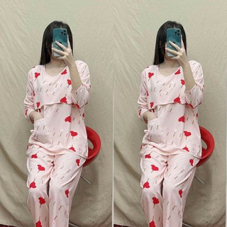 Bộ đồ lanh lụa dài tay mặc bầu , sau sinh cho con bú