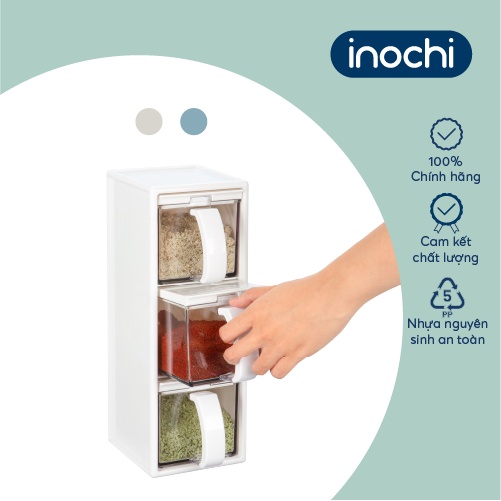 Bộ gia vị nhà bếp Inochi-Yoko màu Cà phê/Xanh nhạt/Trắng sữa