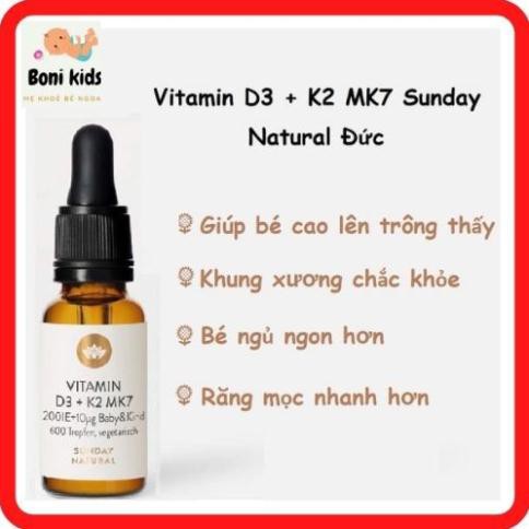 Vitamin D3 K2 MK7 Sunday Natural Đức 20ml Bổ Sung Cho Trẻ Từ Sơ Sinh Đến 4 Tuổi, D3K2 Tăng Hấp Thụ Canxi tăng Chiều Cao