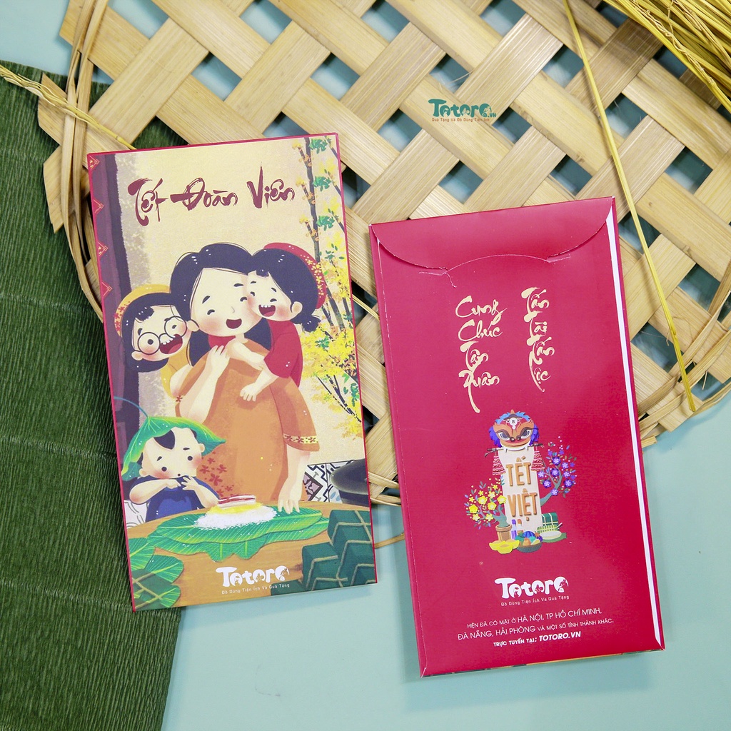 Tệp 6 bao lì xì Tết 2022 Tết Đoàn Viên - Xuân Sum Vầy - 4 Mùa Xuân Hạ Thu Đông May Mắn Phát Tài Phát Lộc