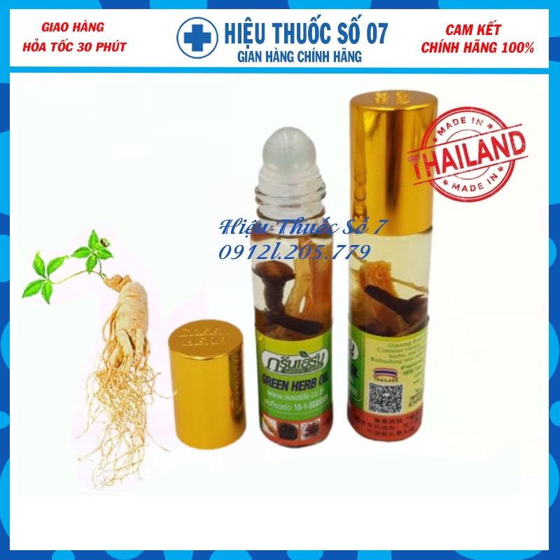 Dầu lăn Thái Lan, Dầu sâm Green Herb Oil chai 8cc