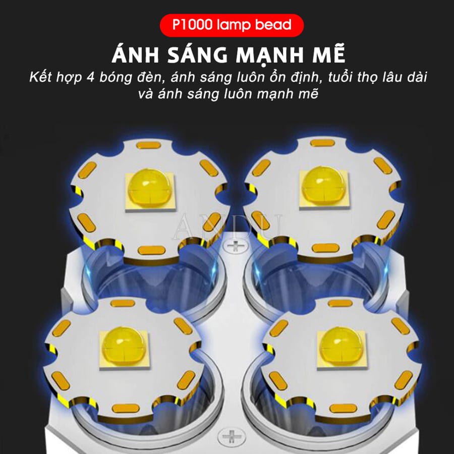 Đèn Pin Siêu Sáng 4 LED L-S03 Chống Nước 4 Chế Độ Sáng