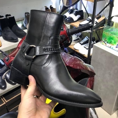giày bốt nam Harness Boots da bò, đế phíp gỗ - giày boot harness boot da bò loại một đế phip gỗ - giày boot cao cổ nam | BigBuy360 - bigbuy360.vn
