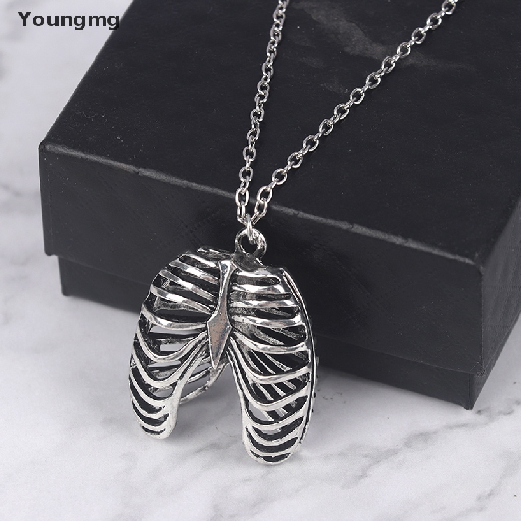 Vòng cổ bạc mặt hình bộ xương người phong cách Gothic cổ điển