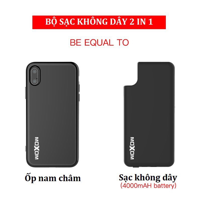 [ 2020] BỘ SẠC KHÔNG DÂY NAM CHÂM MOXOM MB-010-4000 mAh KIÊM ỐP NAM CHÂM MOXOM CAO CẤP