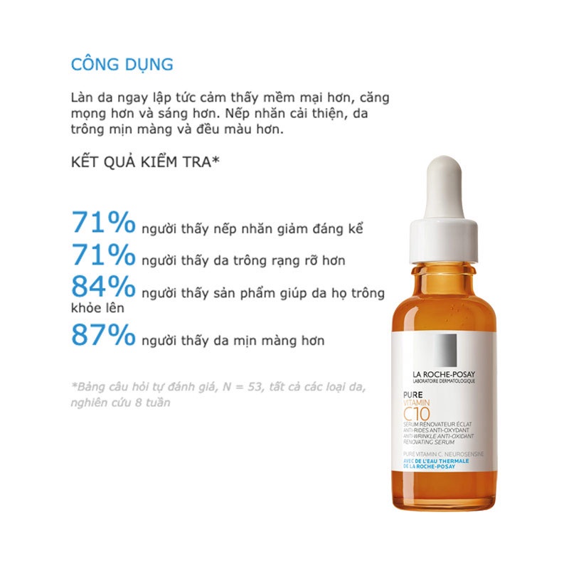 La Roche-Posay Pure Vitamin C10 - Serum C Nguyên Chất Cho Da Nhạy Cảm 30ml