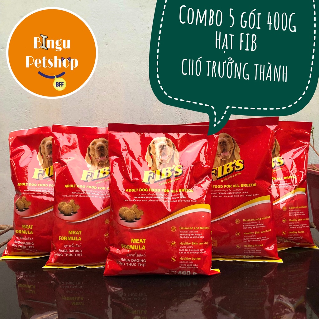 [SIÊU TIẾT KIỆM] [Combo 5 gói]Thức ăn cho chó trưởng thành Ganador Fib's 400 gram