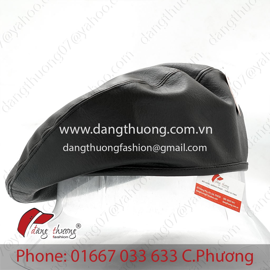 Mũ nồi da đen HÌNH THẬT CLIP THẬT leather beret