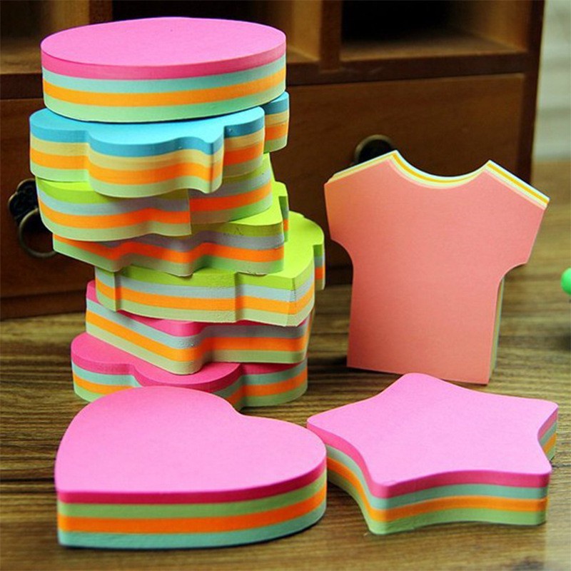Tập giấy note ghi chú hình tim, bông hoa, nhiều hình cute dễ thương (4 màu - 100 tờ)