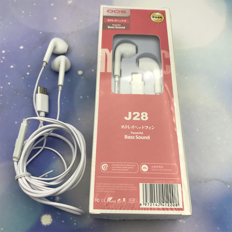 Tai nghe dây TYPE-C- J28, micro đàm thoại tiện lợi  Âm bass mạnh mẽ