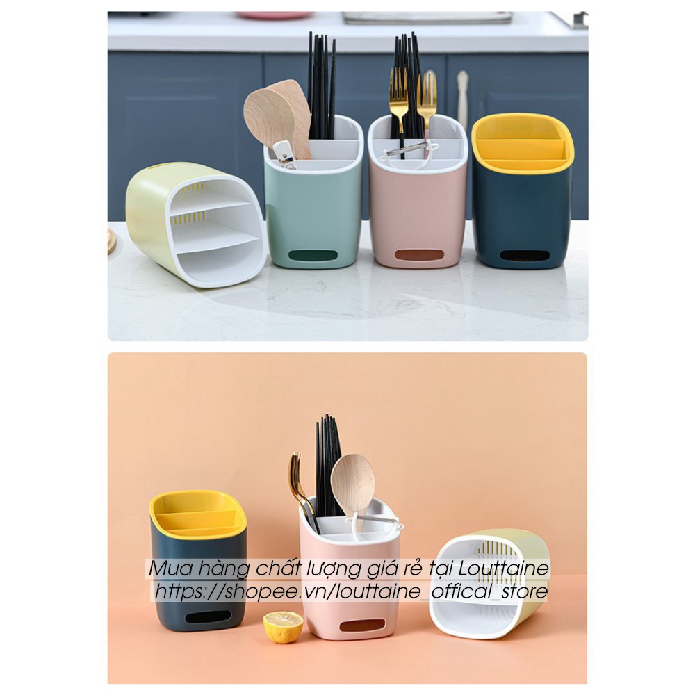Giỏ ổng đựng đũa thìa đồ dùng nhà bếp 2 lớp đa năng, chất liệu nhựa cao cấp màu sắc bắt mắt | BigBuy360 - bigbuy360.vn